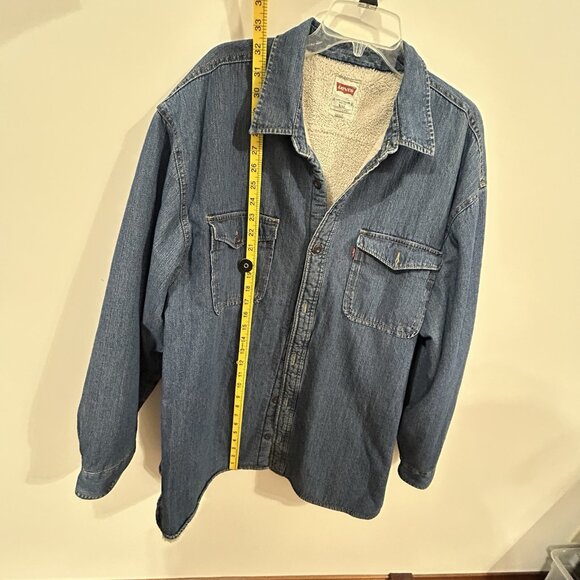 Vintage Levis Jacket Men's XXL Blue Denim Sherpa Lined Shirt Shacket Y2K - Picture 8 of 13